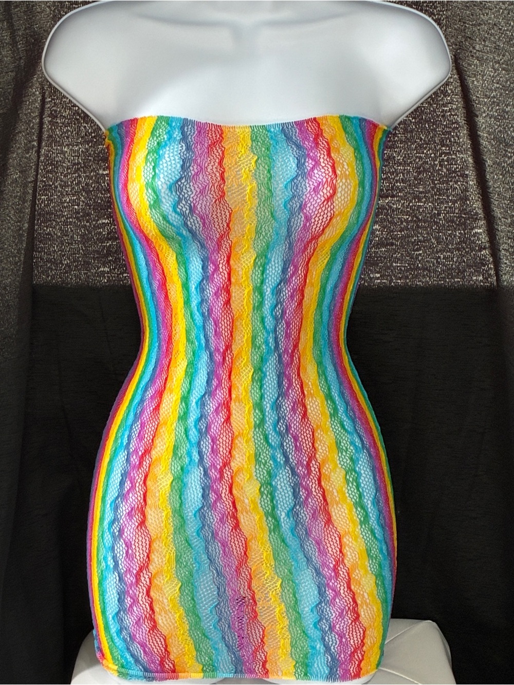 Yandy Rainbow Striped Lace mini dress - Multicolor